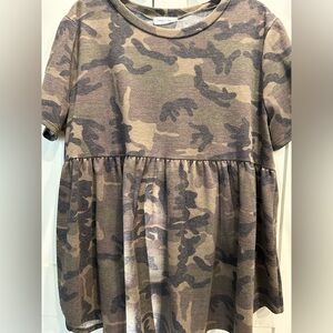 Cream N Sugar Camo babydoll top